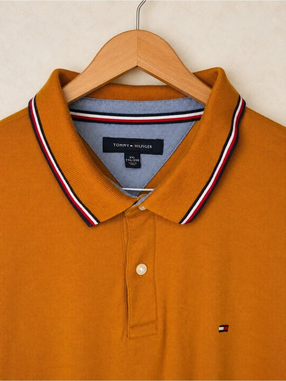 Tommy Hilfiger Men’s Polo Shirt XXL Mustard Gold Short Sleeve Size XXL
